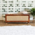 Solid Wood Rattan Storage Trunk