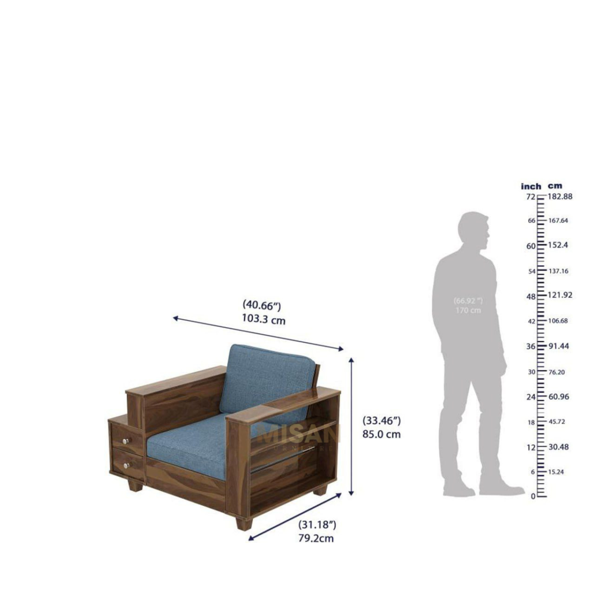 Manila Solid Sheesham Wood Sofa