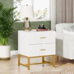 Side view of modern white luxury nightstand