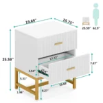 Dimension chart of White and Gold Bedside Table