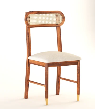 Premium Solid Wood Dining Chair with Woven Cane Backrest