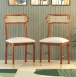 Pair of Modern Cane Back Dining Chairs in Living Room