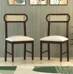 Premium Solid Wood Dining Chair with Woven Cane Backrest