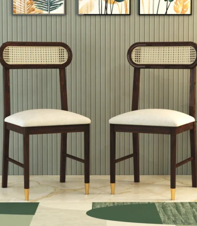 Premium Solid Wood Dining Chair with Woven Cane Backrest
